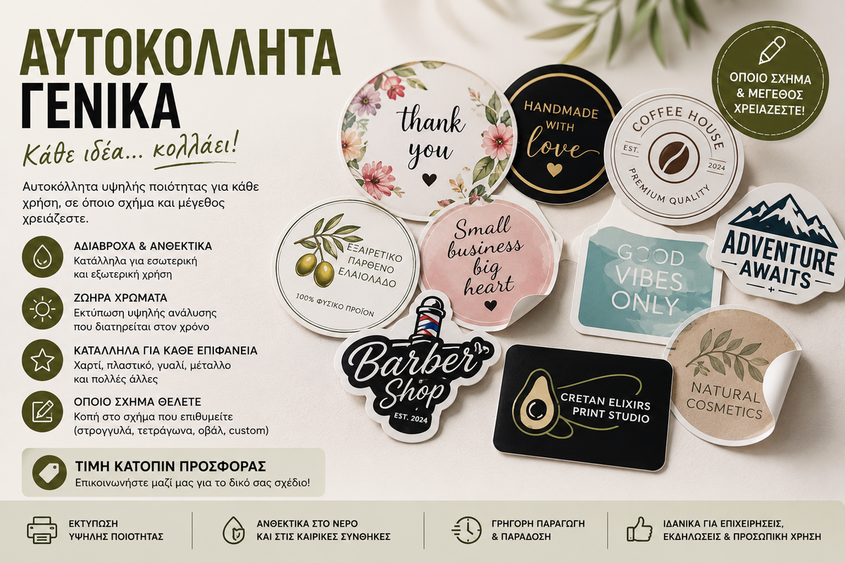 Αυτοκόλλητα Χάρτινα & Βινυλίου