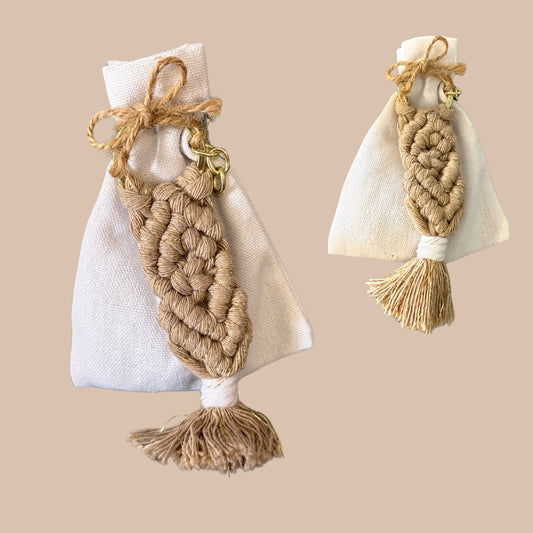 Makramee-käsintehdyt hää- ja kastelahjat, joissa on 5 xatzigiannakis-karkkia