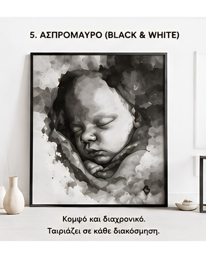 Ultrasound Memory Art | Custom Baby Sonogram Poster | Metal Print Ασπρόμαυρο Black & White
