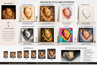 Ultrasound Memory Art | Custom Baby Sonogram Poster | Metal Print