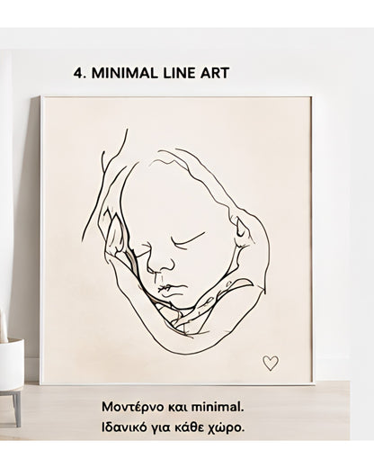 Ultrasound Memory Art | Custom Baby Sonogram Poster | Metal Print Minimal Line Art