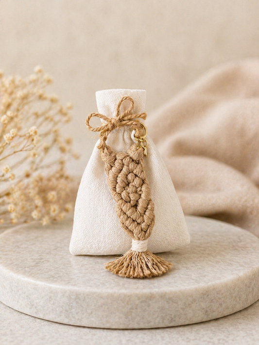 Macrame Handmade Wedding & Baptism favors with 5 Xatzigiannakis candies