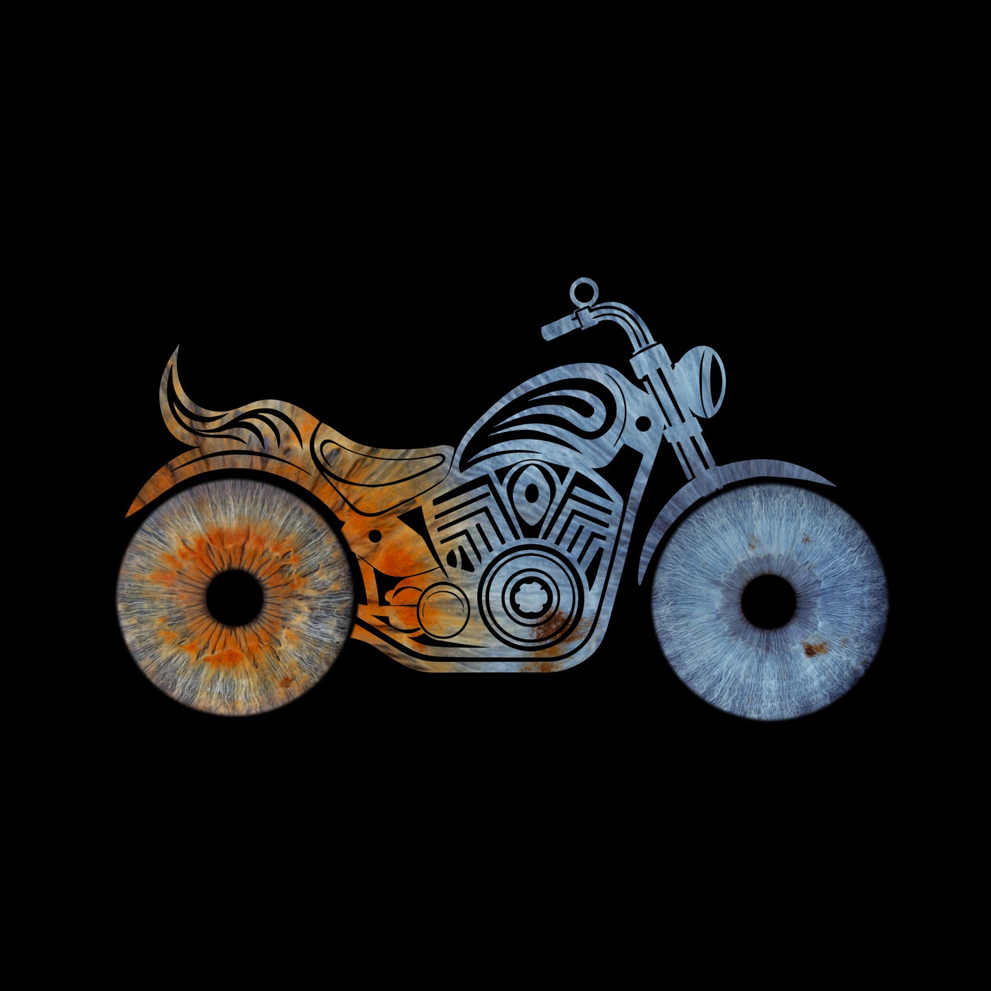 Double Iris Photography Metal Poster Motorbike